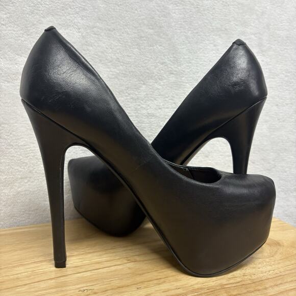 Steve Madden Deja Vu Black Platform Ultra High Stiletto Pumps Size 7.5 - Picture 7 of 11